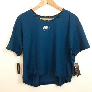 Nike Women’s Running Air Crop Top Jogging Short Sleeve Shirt Large Blue